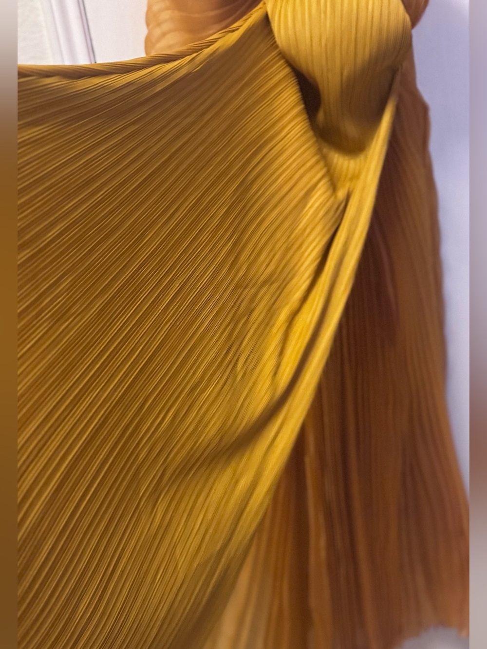 Mustard Gold Pleated Batwing Sleeve Maxi Dress | Elegant Statement Gown | One - Picture 10 of 11